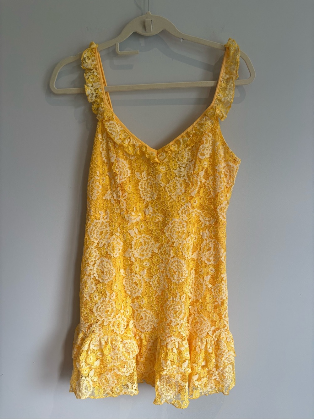 Forever 21 Yellow Lace Mini Dress